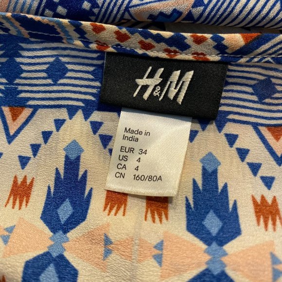 H&M MULTI-COLORED INDIA PRINT DRESS WOMENS SIZE 4 - Picture 7 of 7
